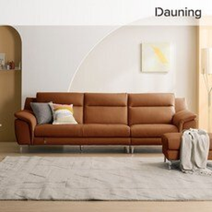 다우닝 몬트 3.5인 전체 천연가죽 소파+스툴 (색상:그레이)